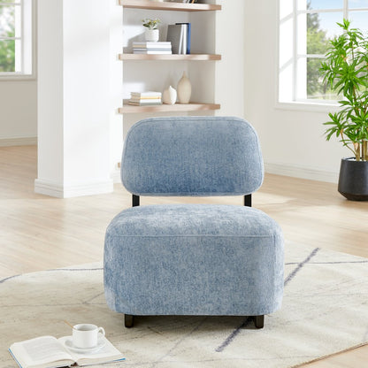 Solara Modern Accent Chair with Solid Wood Frame, Blue