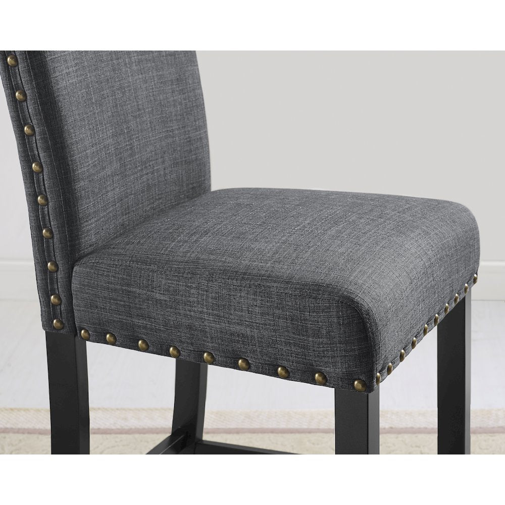 Biony Gray Fabric Counter Height Stools with Nailhead Trim, Set of 2