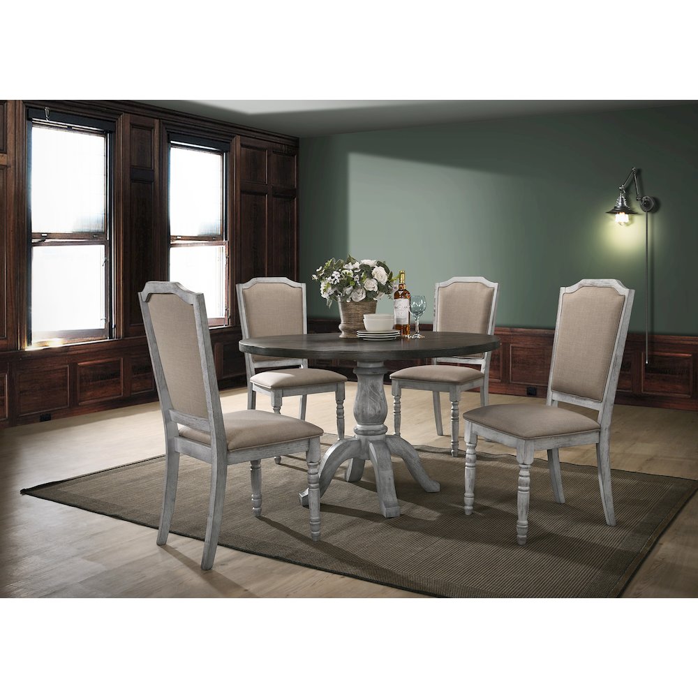 Iris Weathered White Wood 5-Pc Dining Set