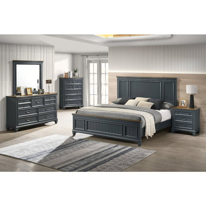 Clelane Wood Bedroom Set Panel King Bed, Dresser, Mirror, Nightstand, and Chest