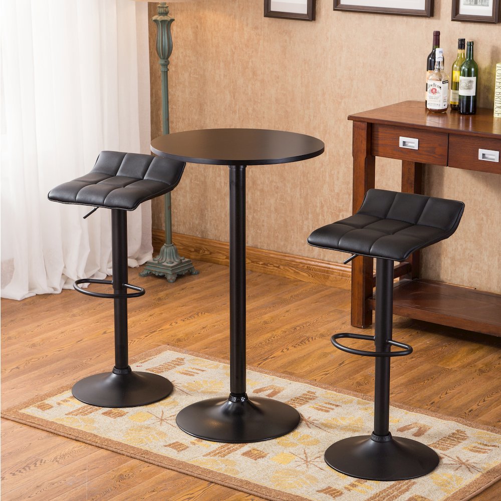 Belham Round Bar Table and 2 Swivel Adjustable Bar Stools