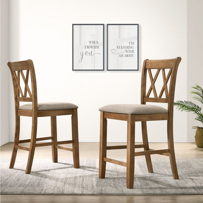 Windvale Fabric Upholstered Counter Height Dining Chairs, Set of 2