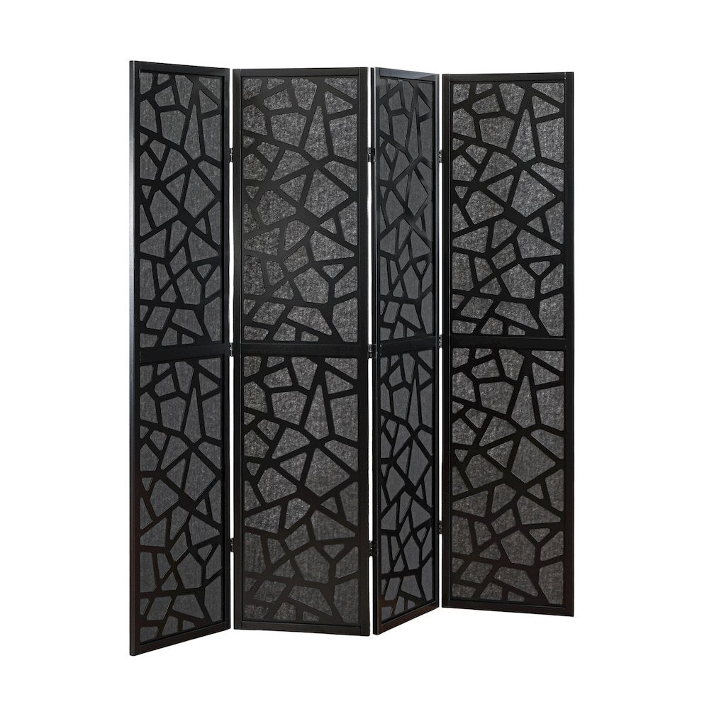Aurra 4-Panel Wood Room Divider, Folding Portable Partition Screen, Black