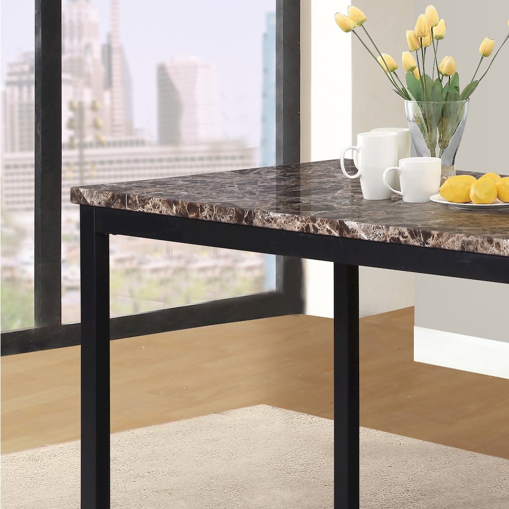 Citico Metal Dining Table with Laminated Faux Marble Top