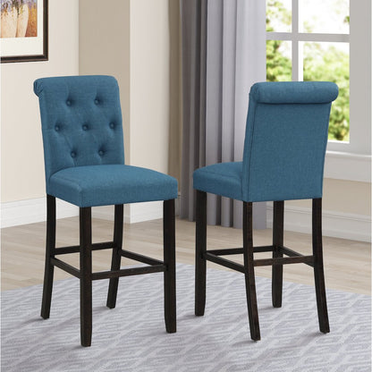 Leviton Antique Black Finished Wood 5-Pc Pub Set, Table with 4 Barstools, Blue
