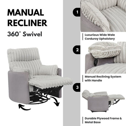Bocaton Wide Wale Corduroy Upholstery Manual Recliner