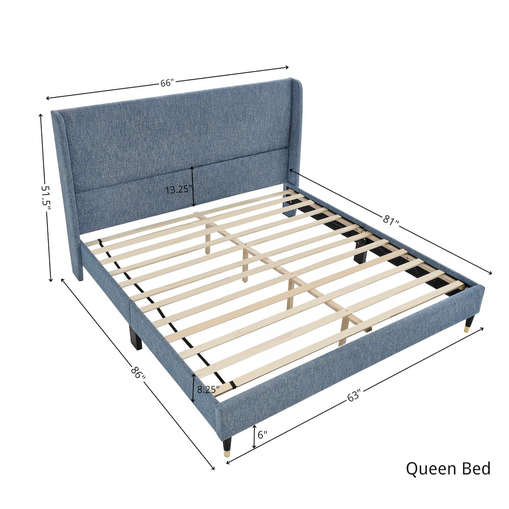 Rozitta Upholstered Wingback Platform Bed, Queen