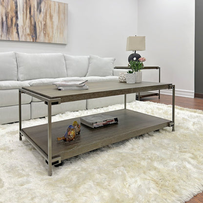 Corbeta 3Pc Living Room Coffee Table and 2 Chairside Tables Set, Aged Graphite