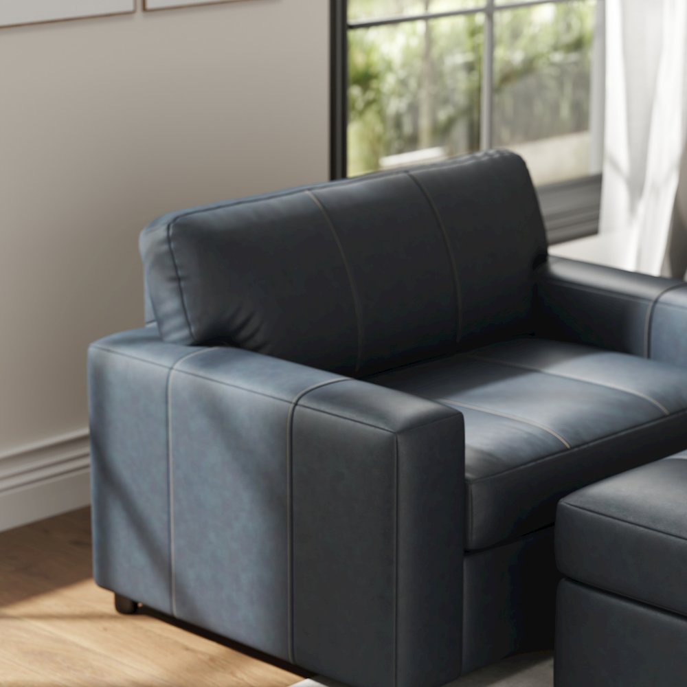 Sakan Leather Upholstered 2-Piece Living Room Set, Cutler Chair and Ottoman