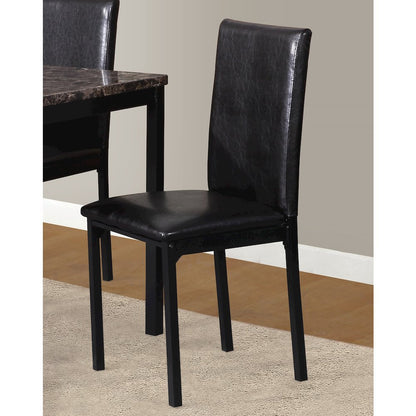 Noyes Faux Leather Seat Metal Frame Black Dining Chairs, Set of 4