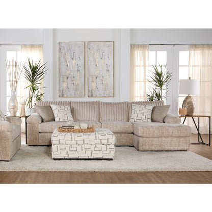 Nason Wide Wale Corduroy Sofa Chaise with Ottoman, Parchment