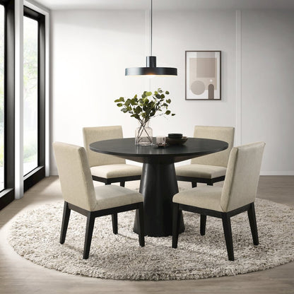 Rocco Contemporary Dining Set, Round Pedestal Table with 4 Chairs