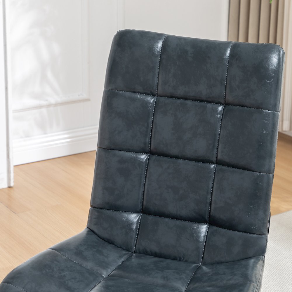 Arlena Faux Leather Tufted Swivel Accent Chair, Blue