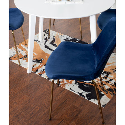 Aufurr 3-Pc Dining Set, White Round Dining Table with 2 Chairs, Blue