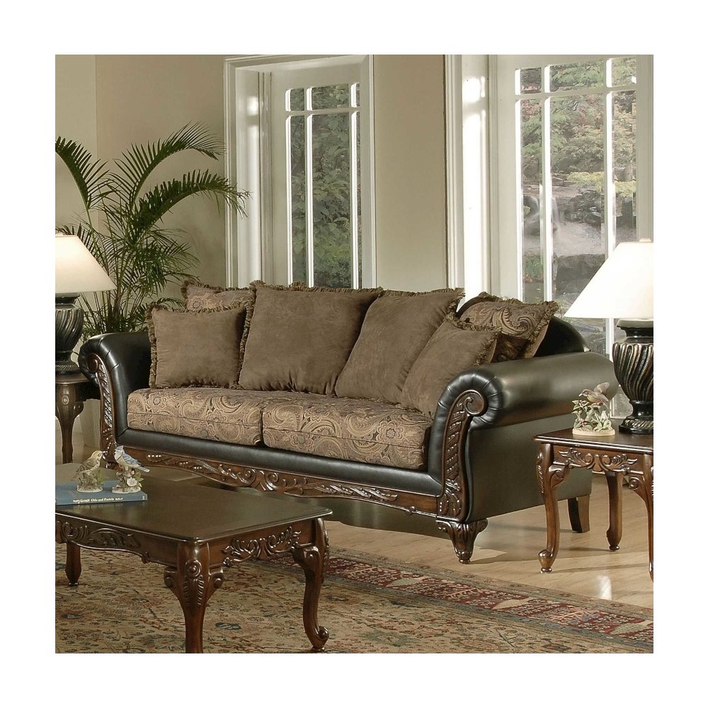 San Marino 2-Tone Chocolate Microfiber Sofa, Made in USA