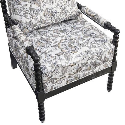 Belvoir Upholstered Spool Accent Chair, Floral with Black Finish