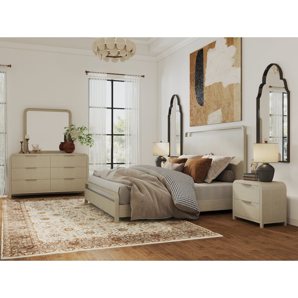 Tavari 5-PC Bedroom Set, King  Bed, Dresser, Mirror, Two Nightstands, Light Gray