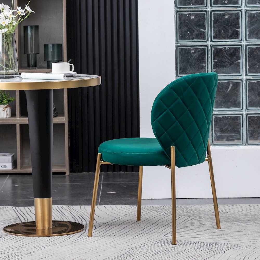 Amoa Contemporary Velvet Upholstery Dining Chair, Green, Set of 2