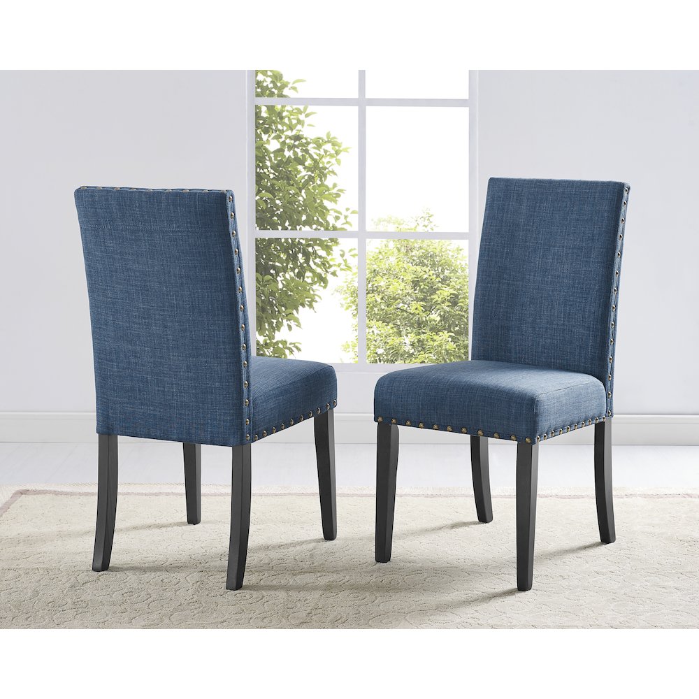 Mytzi 5-Pc Dining Set, Cross-Buck Dining Table with 4 Stylish Chairs, Blue