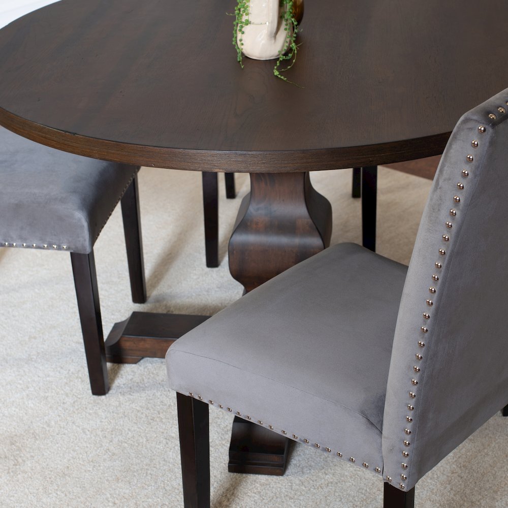 Fordsville 5-Pc Dining Set, Pedestal Round Table with 4 Stylish Chairs, Gray