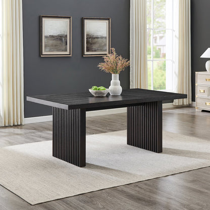 Madison Contemporary Dining Table, Slat-Fluted Base, Espresso