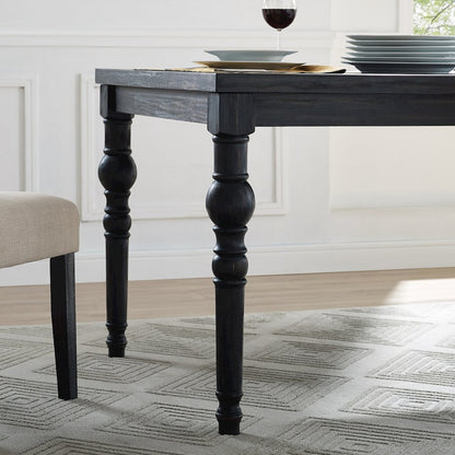 Leviton Urban Style Dark Wash Wood Dining Set: Table, 4 Chairs and Bench, Gray