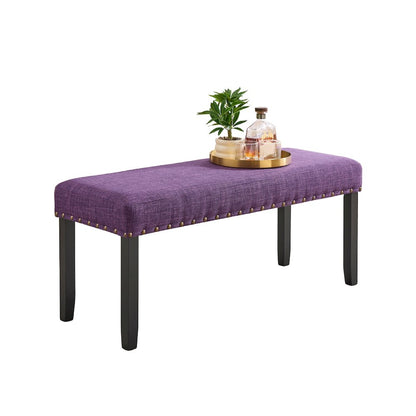 Biony Fabric Dining Bench with Nailhead Trim, Purple