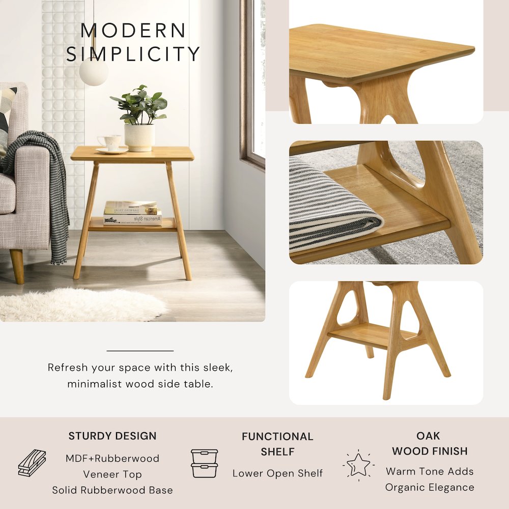 3-Piece Coffee Table Set, Coffee Table and Two End Tables, Natural Oak Finish