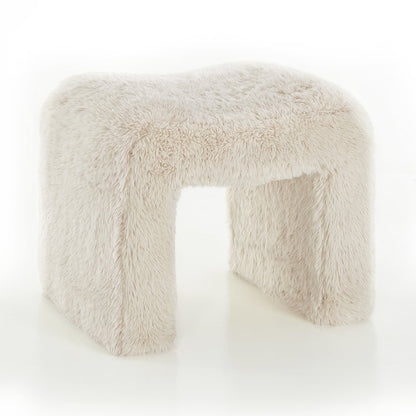 Zorya Contemporary Faux Fur U-Shaped Ottoman, Set of 2