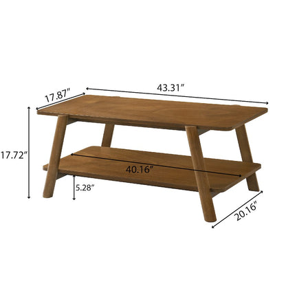 Metz Mid-Century Modern Wood Shelf Coffee Table, Walnut Finish