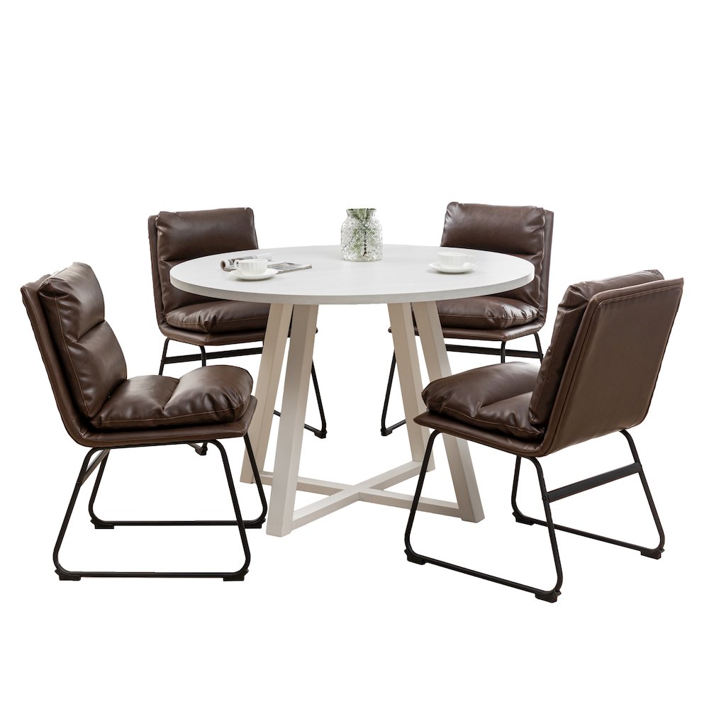 Innes 5-Pc Round Dining Set, Trestle Table with 4 Chairs