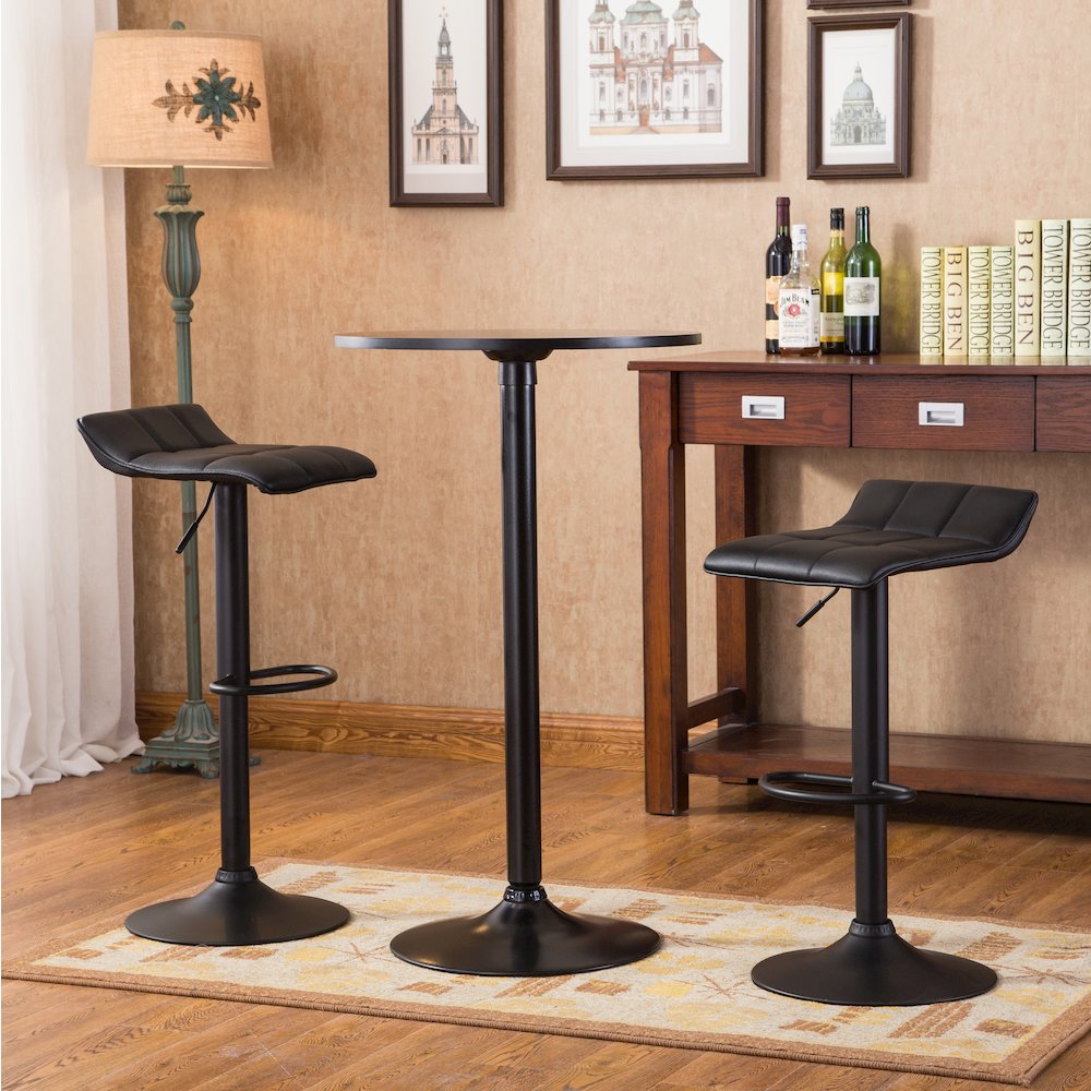 Belham Round Bar Table and 2 Swivel Adjustable Bar Stools