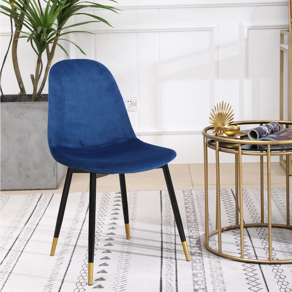 Evatt 5-Piece Round Dining Set, Trestle Round Table with 4 Stylish Chairs, Blue