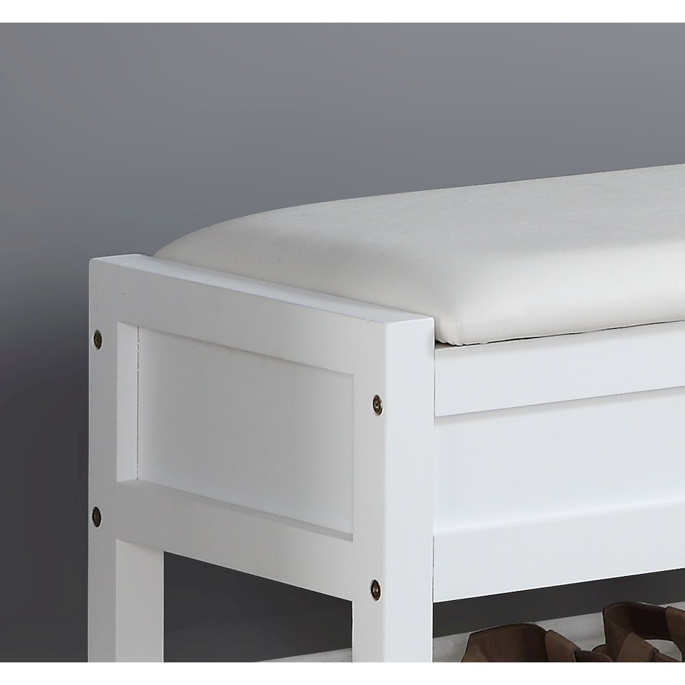 Rouen Clean White Seating Bench with Shoe Storage