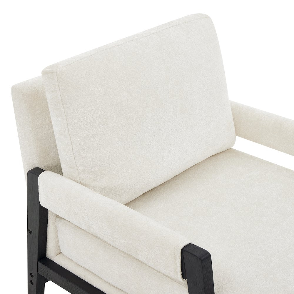 Kelly Mid-Century Modern Chenille Upholstered Accent Armchair, White