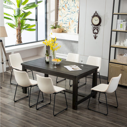 Lotusville Antique Wood Finished Dining Set: Table and Six Chairs, White