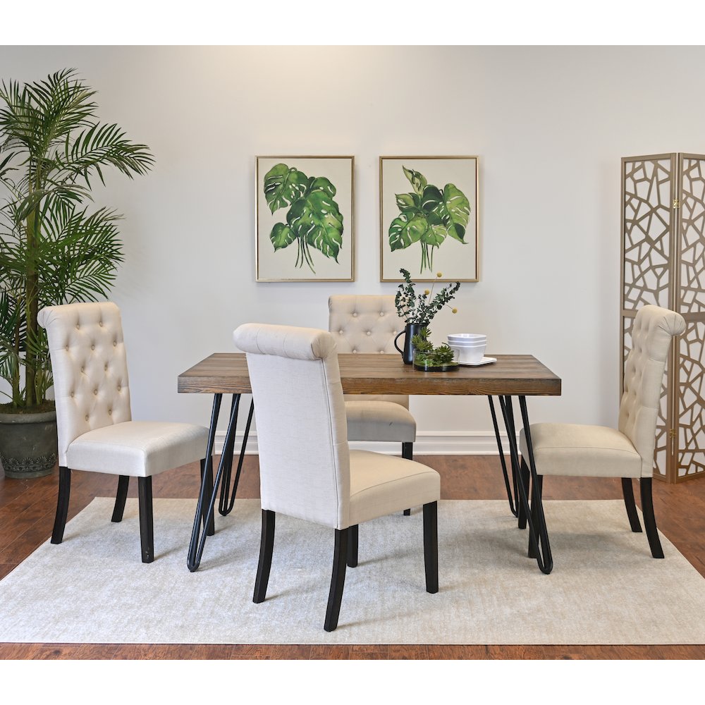 Ashford 6-Pc Dining Set, Hairpin Dining Table with 4 Chairs and Bench, Tan