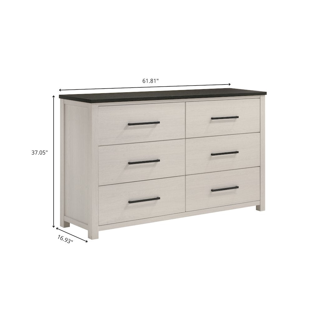 Realynn 6-Drawer Bedroom Dresser, Off-White Finish