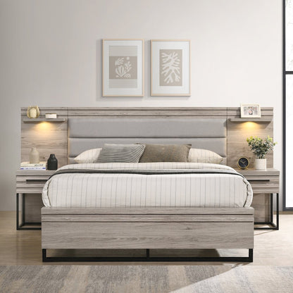 Wallbed Bed, Dresser, Mirror, and 2 Nightstands, Weathered Gray, Queen