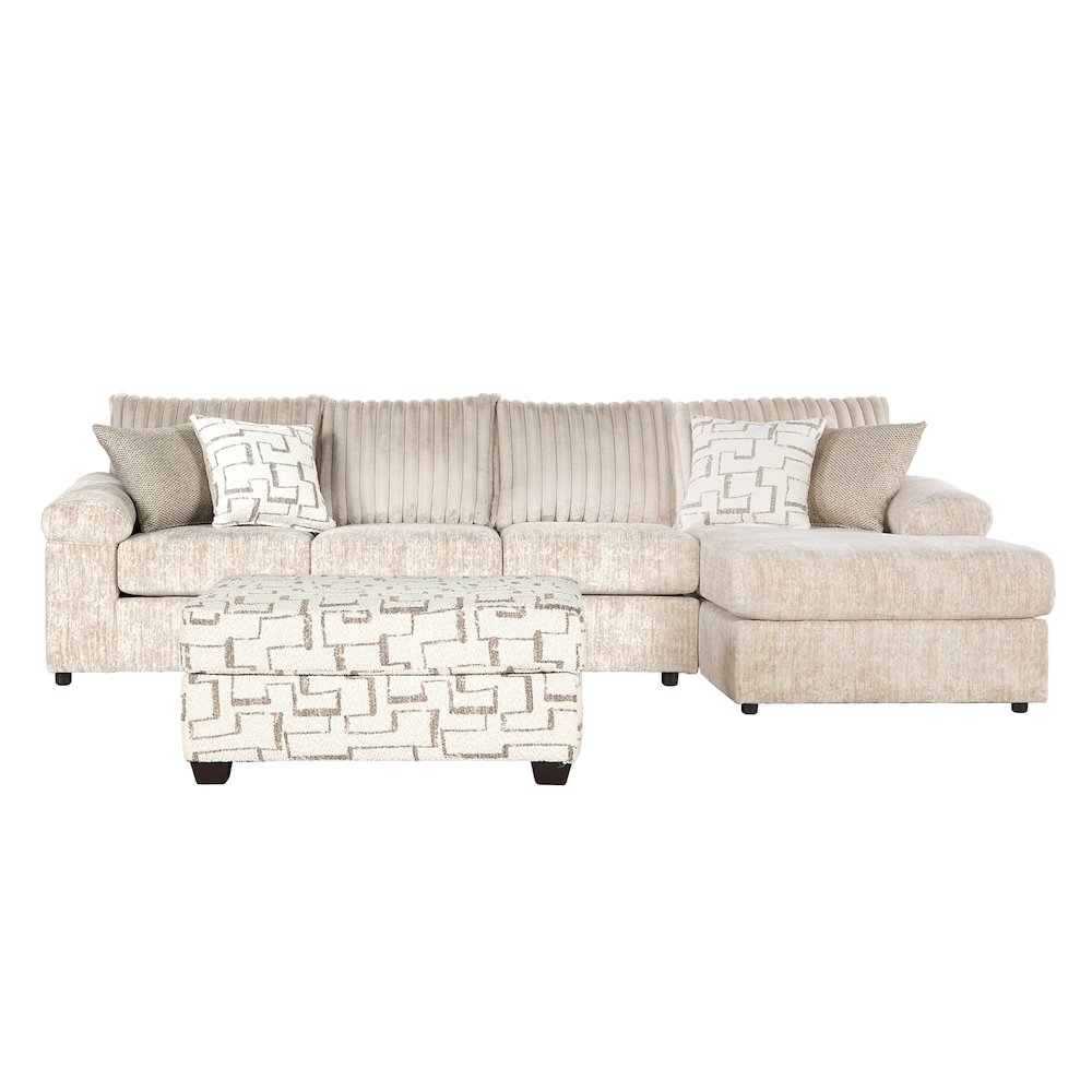 Nason Wide Wale Corduroy Sofa Chaise with Ottoman, Parchment