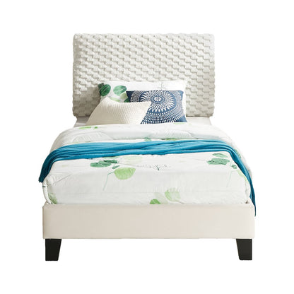 Findlay Plush 3D Upholstered Platform Bed in White Dove, Twin