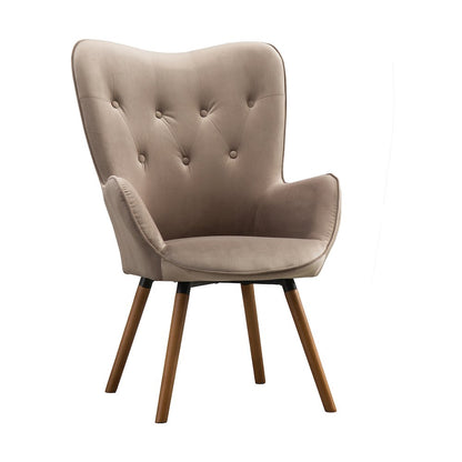 Doarnin Contemporary Silky Velvet Tufted Button Back Accent Chair, Chocolate