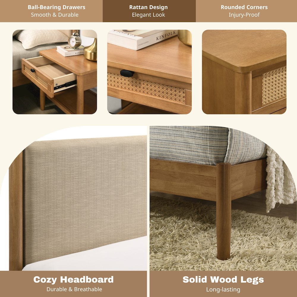 Vichy 6-Piece Rubberwood Bedroom Set, King