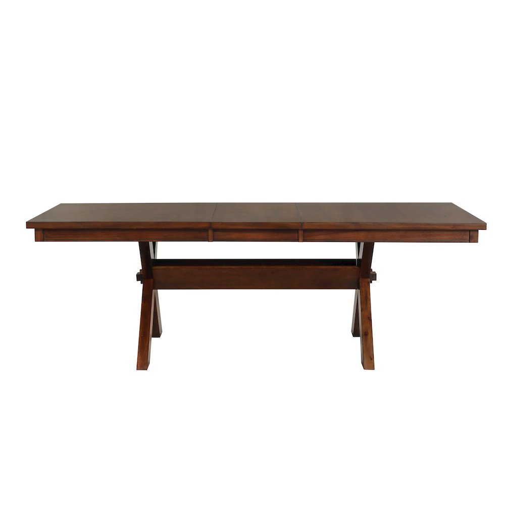 Karven Wood Trestle Extendable Dining Table with Leaf, Dark Hazelnut