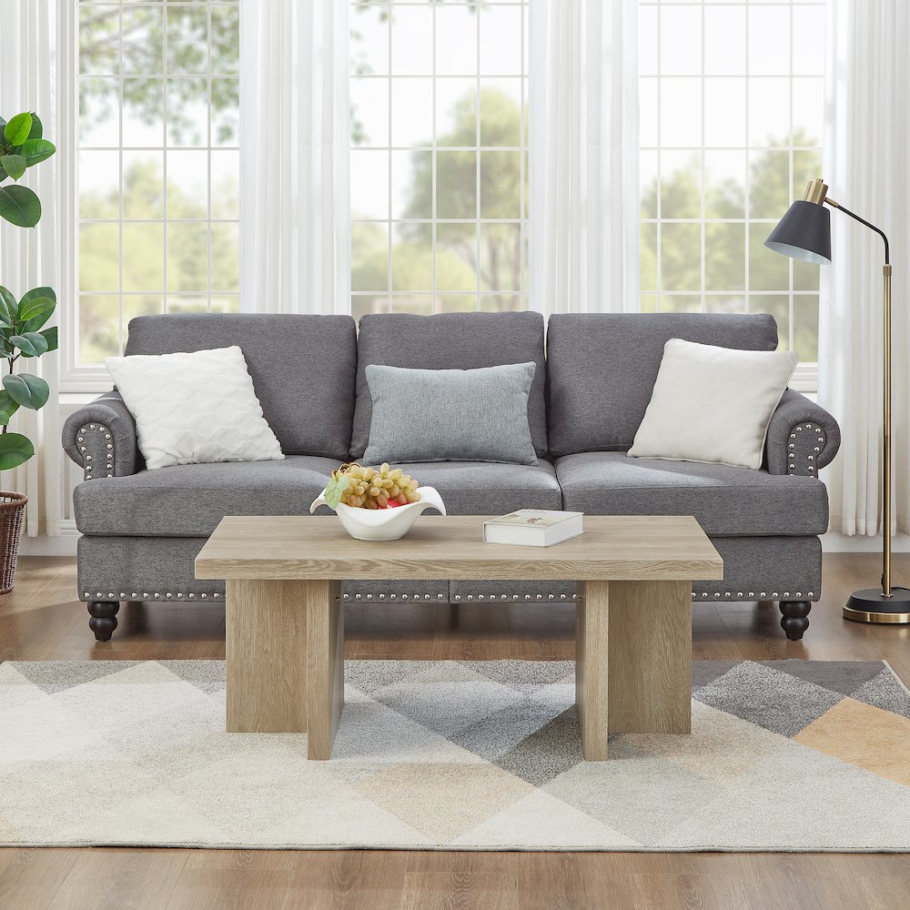 Mchome Contemporary Coffee Table, Oak Finish