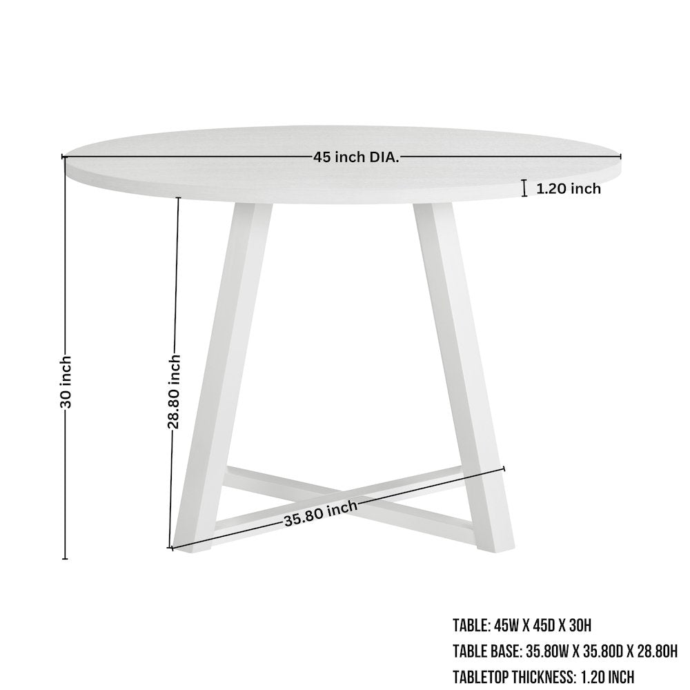 Durban 5-Pc Round Dining Set, Trestle Dining Table with 4 Boucle Chairs