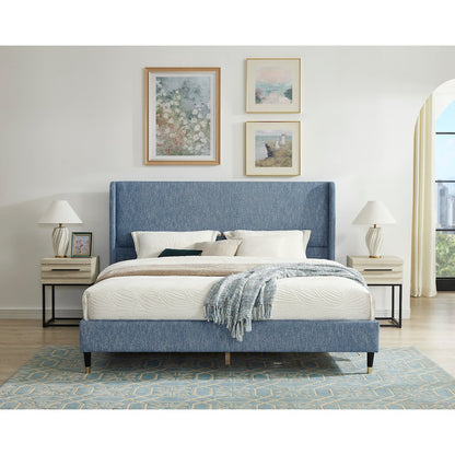 Rozitta Upholstered Wingback Platform Bed, Queen