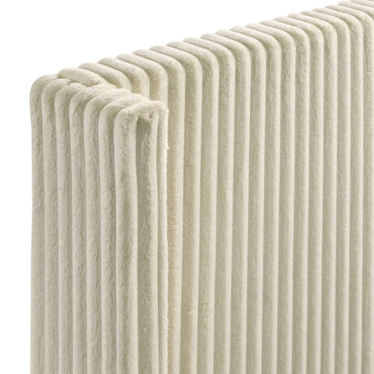 Mavela Wide Wale Corduroy Upholstery Panel Queen Bed, Cream