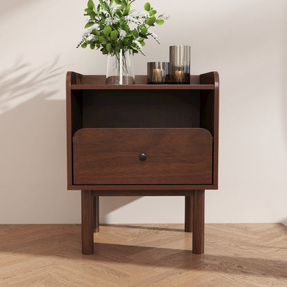 Wyller Dual-tier Storage Nightstand, Side Table, Natural Walnut Finish