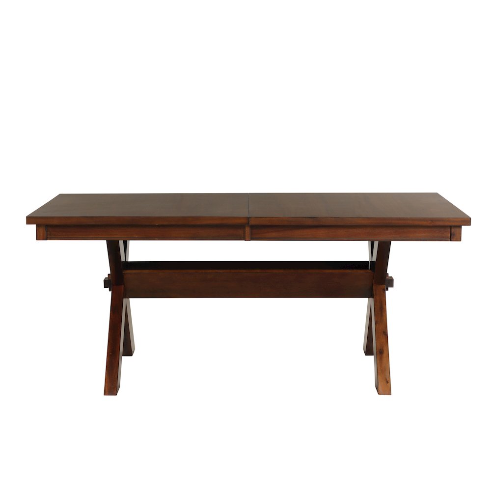 Karven Wood Trestle Extendable Dining Table with Leaf, Dark Hazelnut